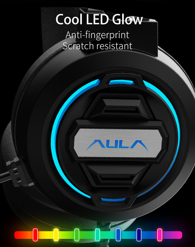 AULA gaming headset Mountain S603, RGB, 3.5mm, 50mm, μαύρο - Image 3