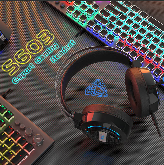 AULA gaming headset Mountain S603, RGB, 3.5mm, 50mm, μαύρο - Image 2