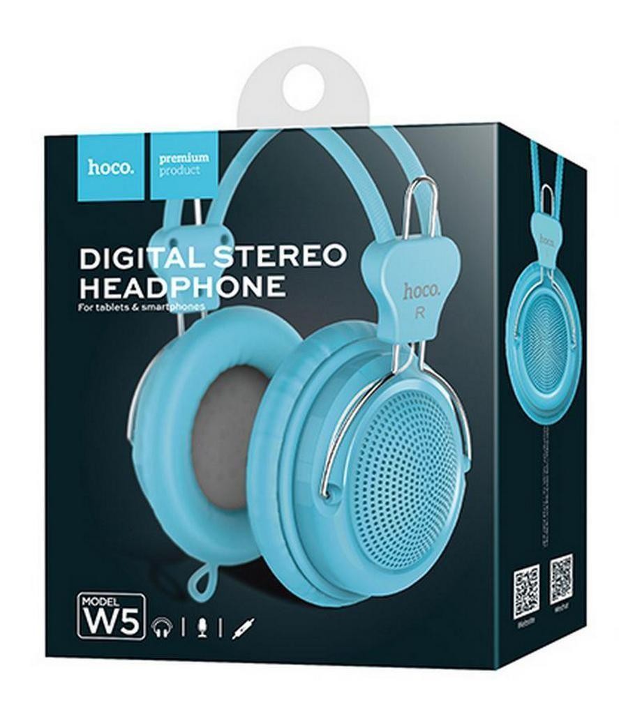 Ακουστικά Stereo Hoco W5 Manno 3.5mm μπλε με Μικρόφωνο και Πλήκτρο Ελέγχου